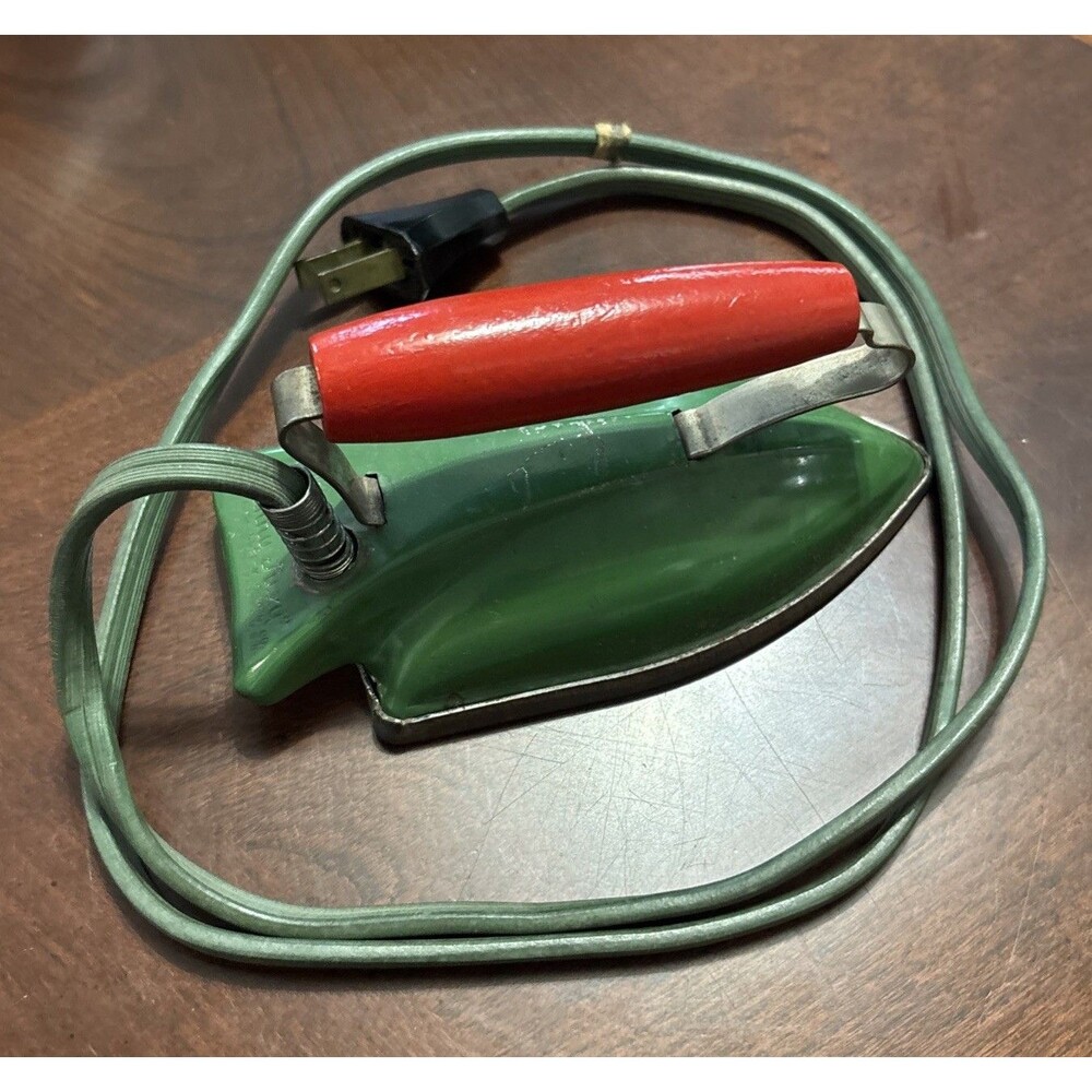 1950's Electric Green Sunny Suzy Child's Iron Red Wood Handle Wolverine Supply